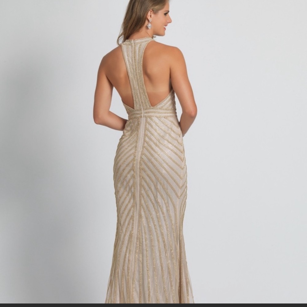 Champagne beaded evening gown - Picture 2 of 12